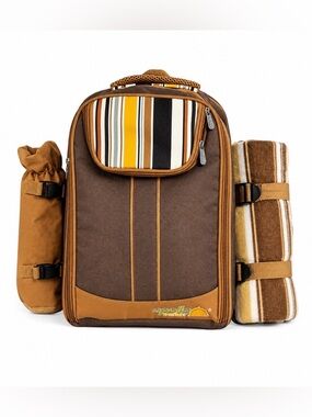 NEW Apollo Walker Picnic Backpack Set Blanket Wine Glasses Plates Camping Beach